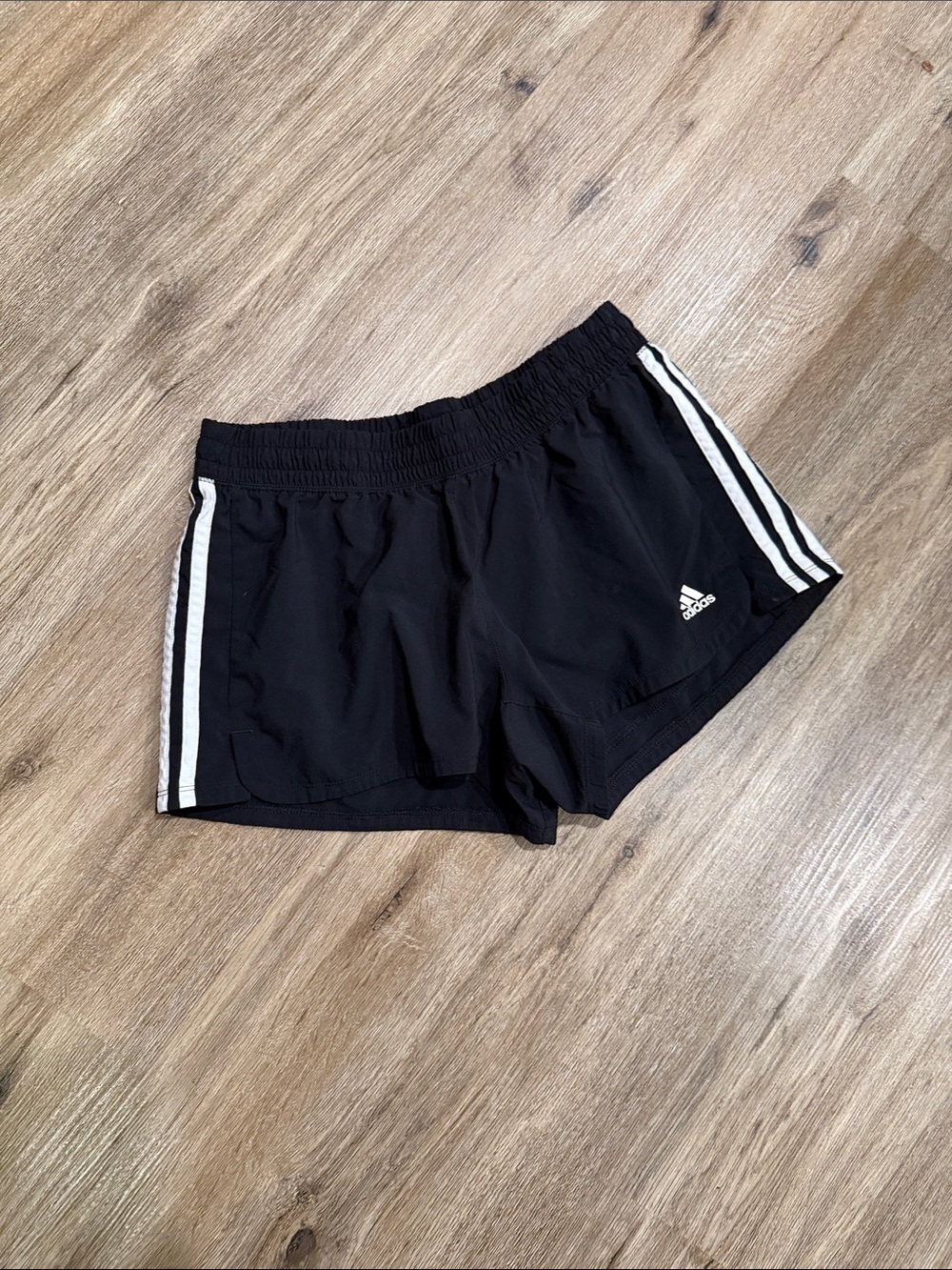 adidas Black Athletic Track Shorts with White Side Stripes